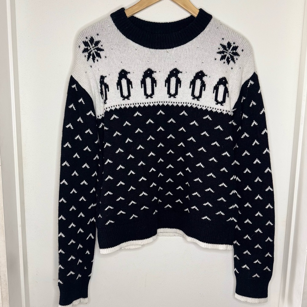 Kate Spade Penguin Intarsia Knit Sweater Women’s SMALL Wool Cashmere Cotton EUC